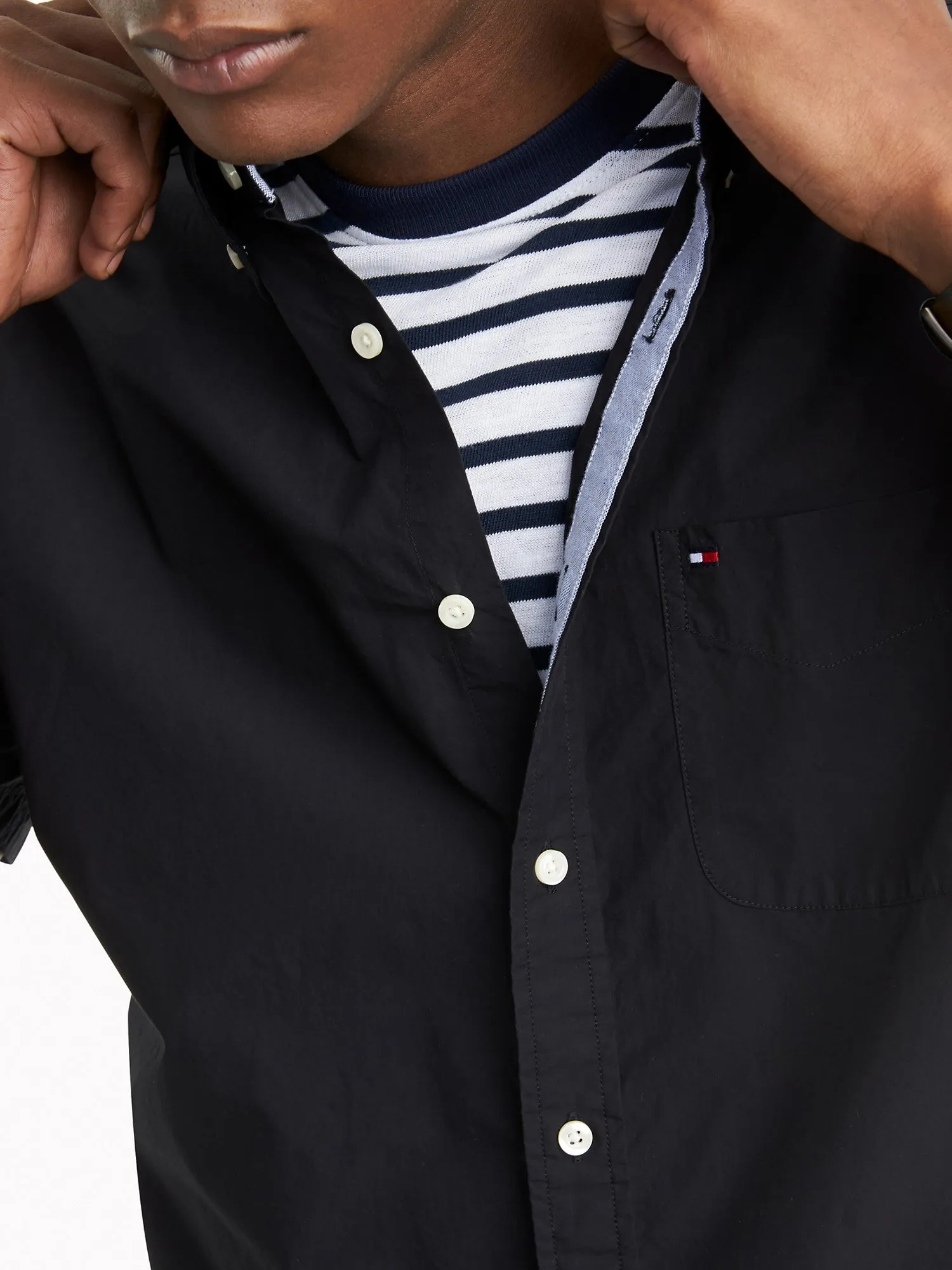 Tommy Hilfiger Men's Maxwell Short Sleeve Shirt Th Deep Black 7876018 012