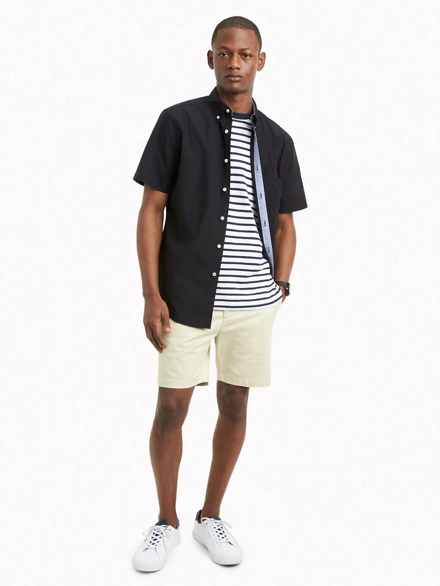 Tommy Hilfiger Men's Maxwell Short Sleeve Shirt Th Deep Black 7876018 012
