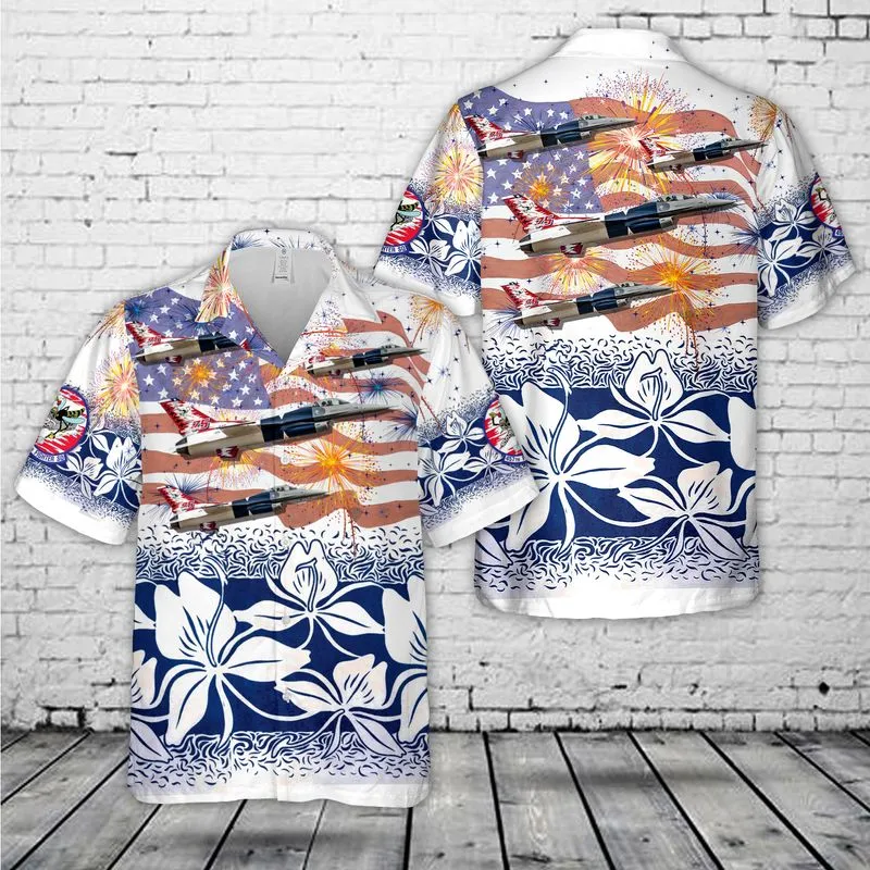 US Air Force F-16 Fighting Falcon 457th Fighter Squadron, 4th Of July Hawaiian Shirt