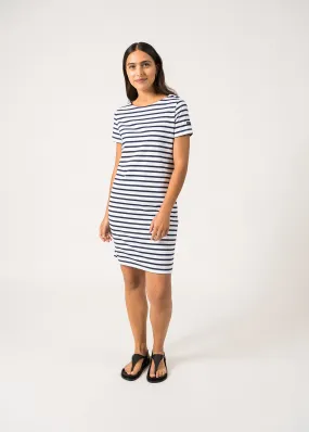 Villefranche Striped Dress – cotton (NEIGE/MARINE)