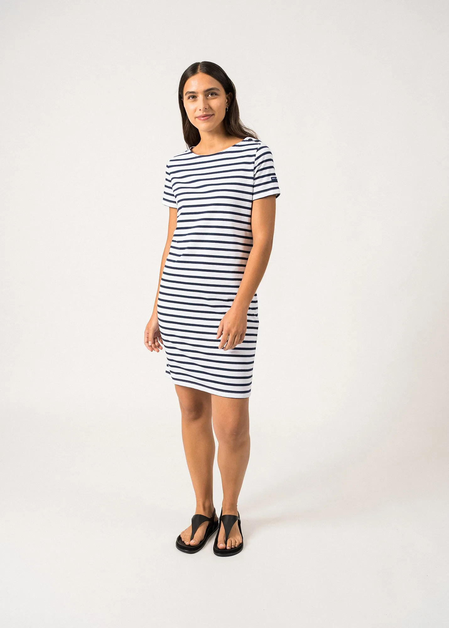 Villefranche Striped Dress – cotton (NEIGE/MARINE)