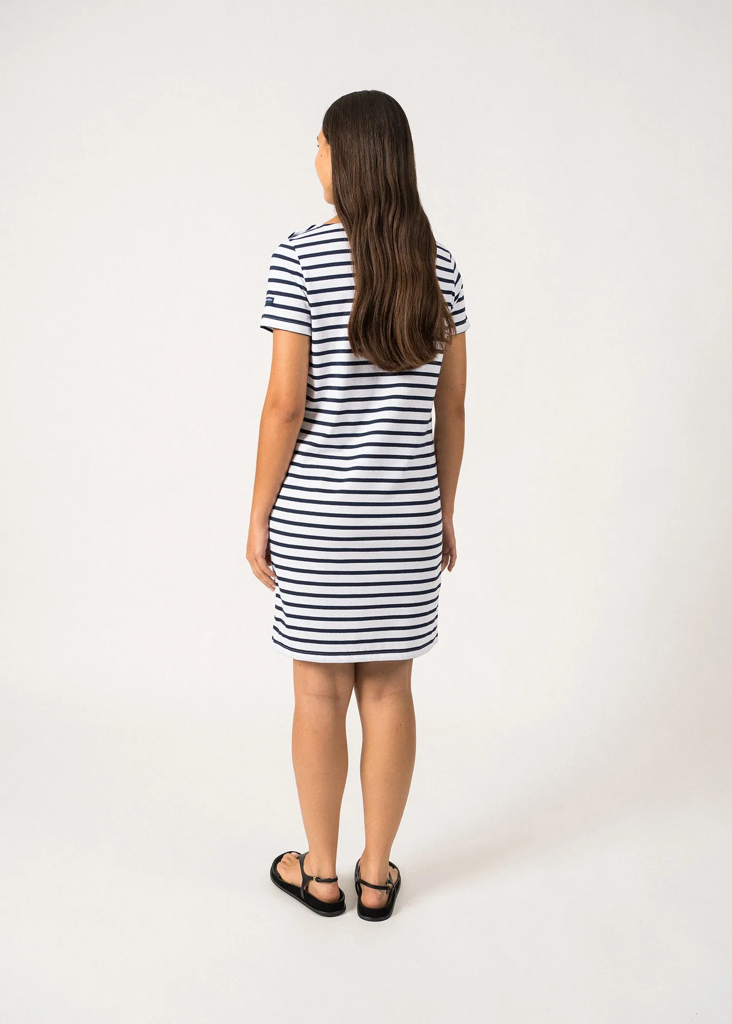 Villefranche Striped Dress – cotton (NEIGE/MARINE)
