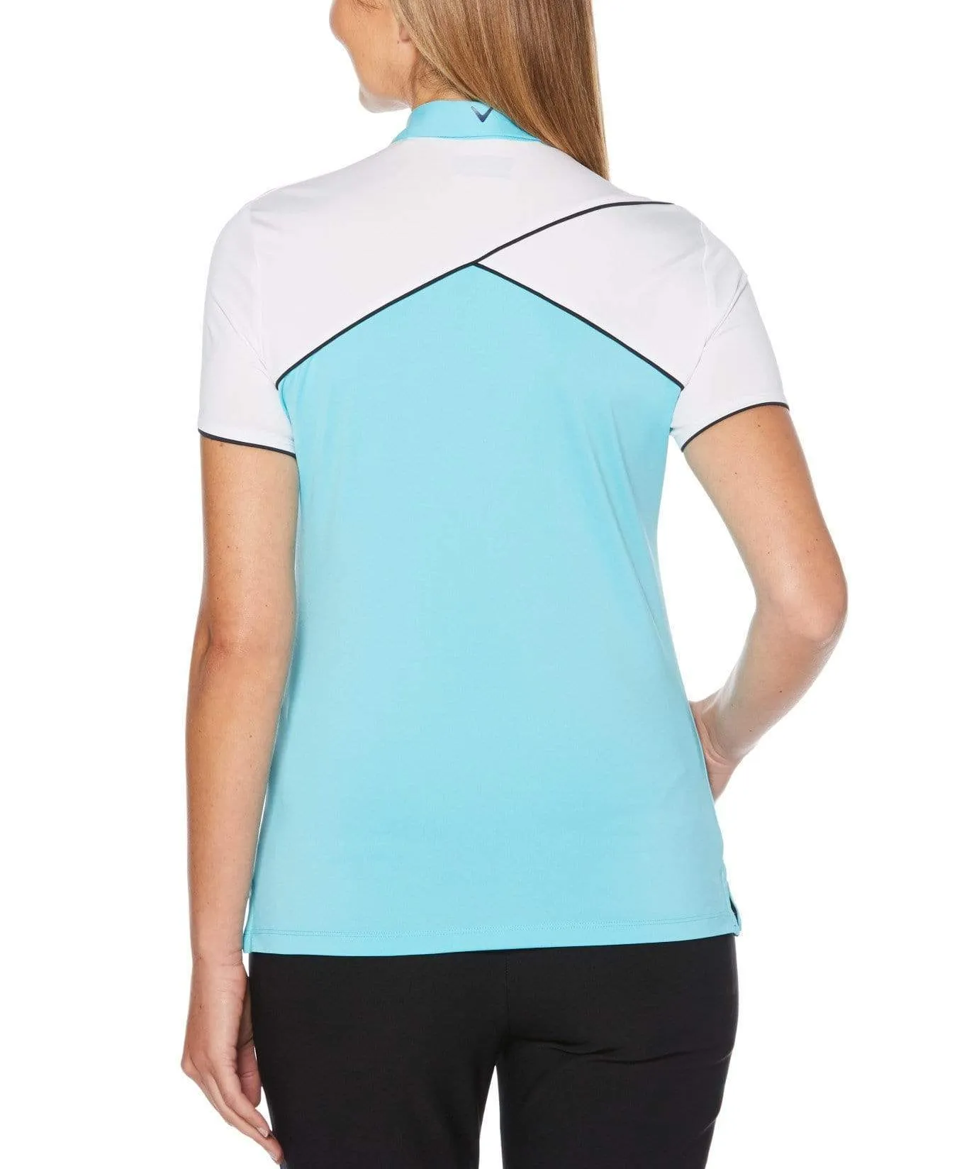 Womens 1/4 Zip Color Block Polo