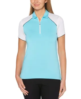 Womens 1/4 Zip Color Block Polo