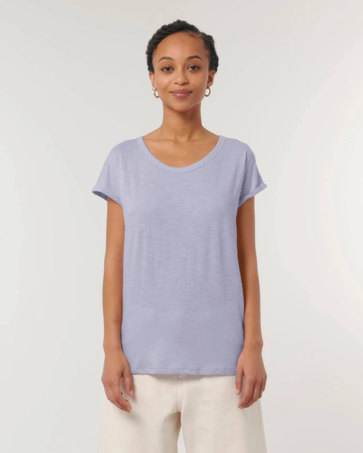 Women's Organic Slub Tee with Rolled Sleeves | Stella Rounder Slub T-shirt STTW112