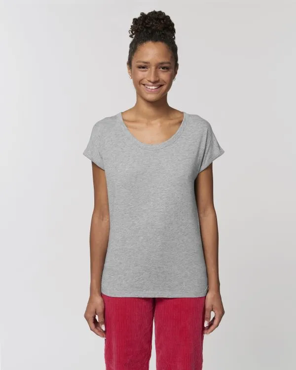 Women's Organic Slub Tee with Rolled Sleeves | Stella Rounder Slub T-shirt STTW112