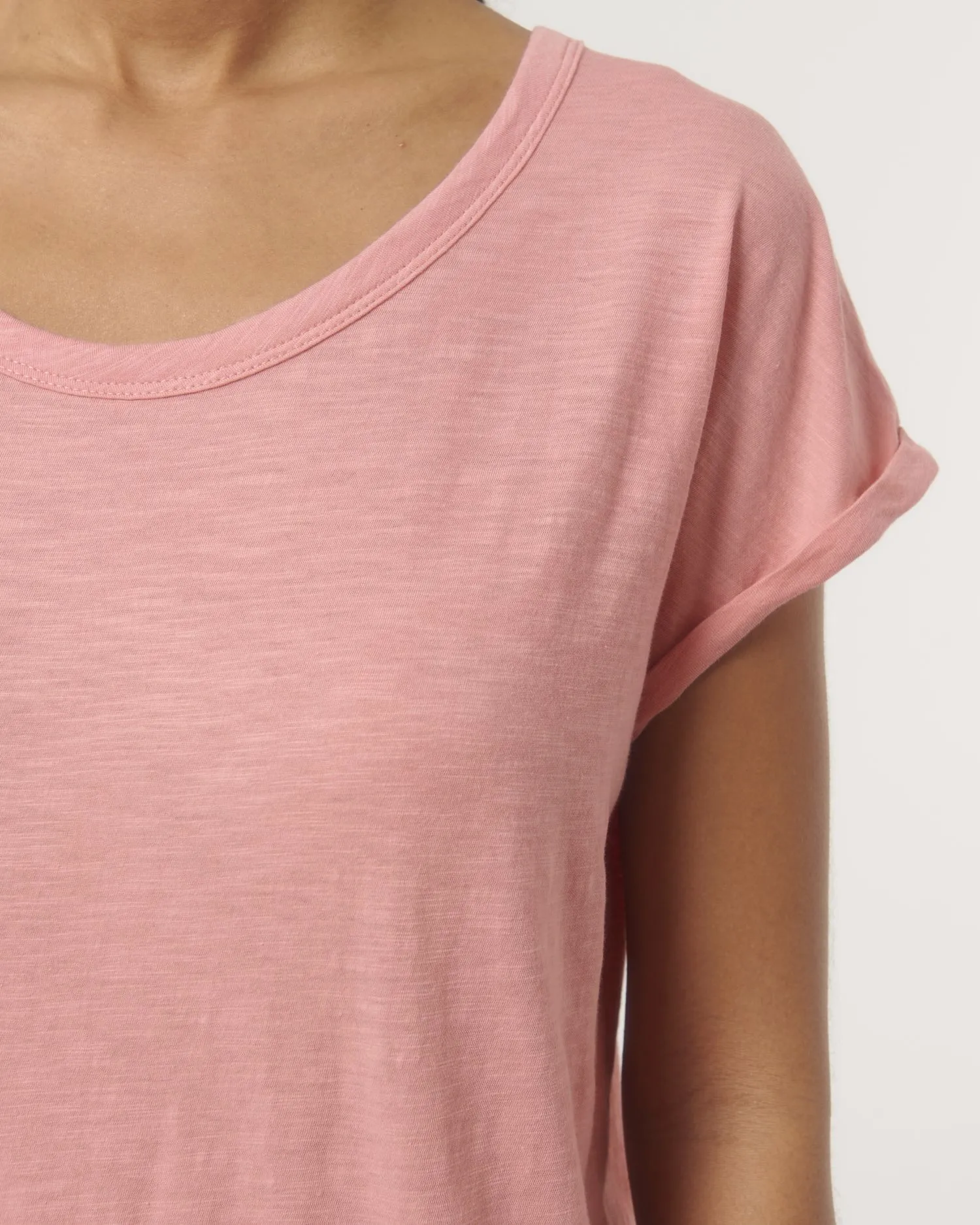 Women's Organic Slub Tee with Rolled Sleeves | Stella Rounder Slub T-shirt STTW112