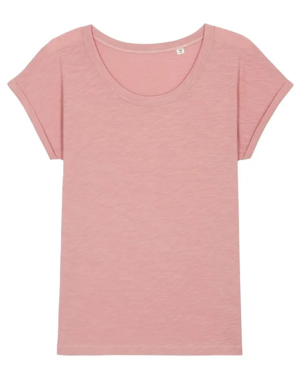Women's Organic Slub Tee with Rolled Sleeves | Stella Rounder Slub T-shirt STTW112