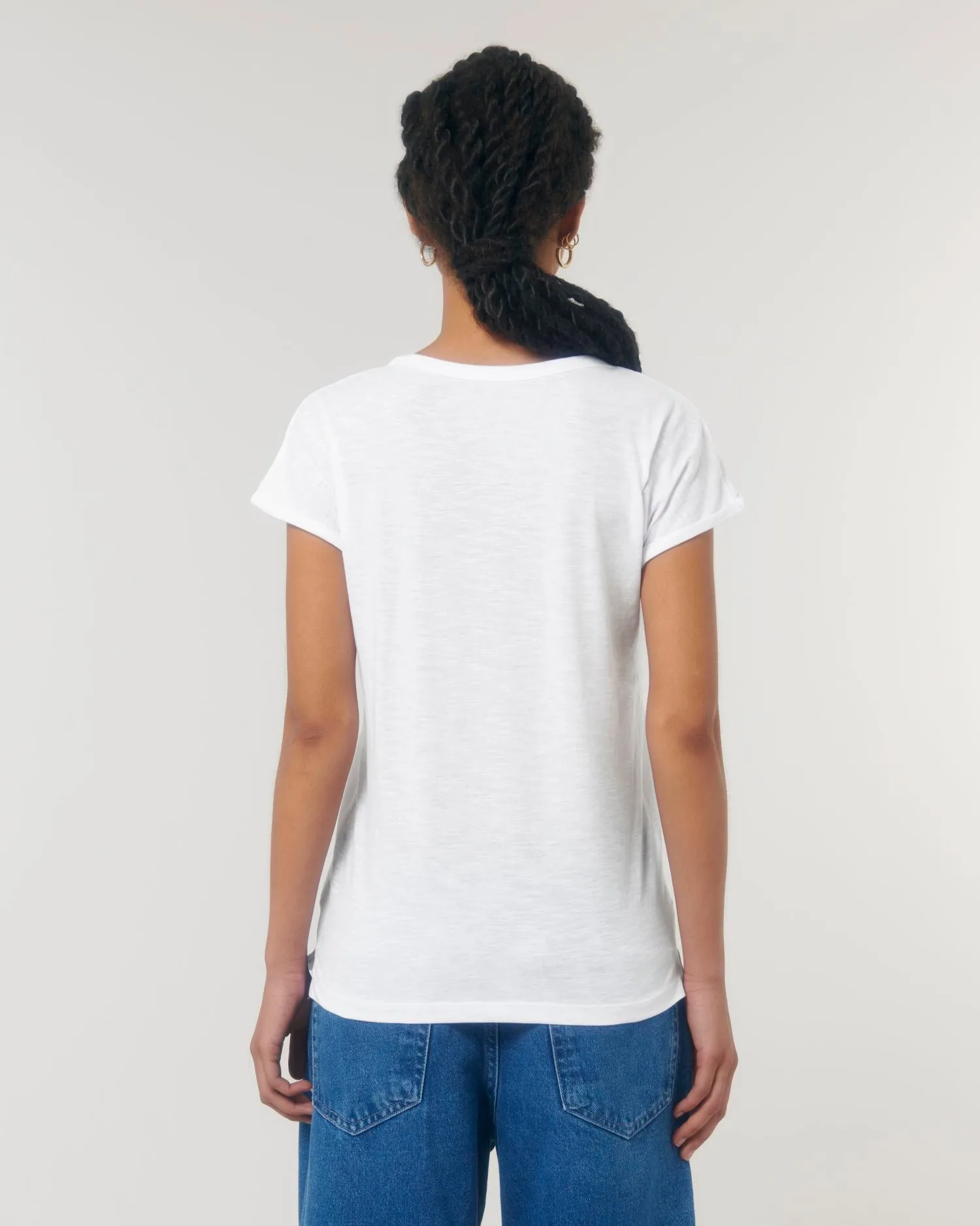 Women's Organic Slub Tee with Rolled Sleeves | Stella Rounder Slub T-shirt STTW112