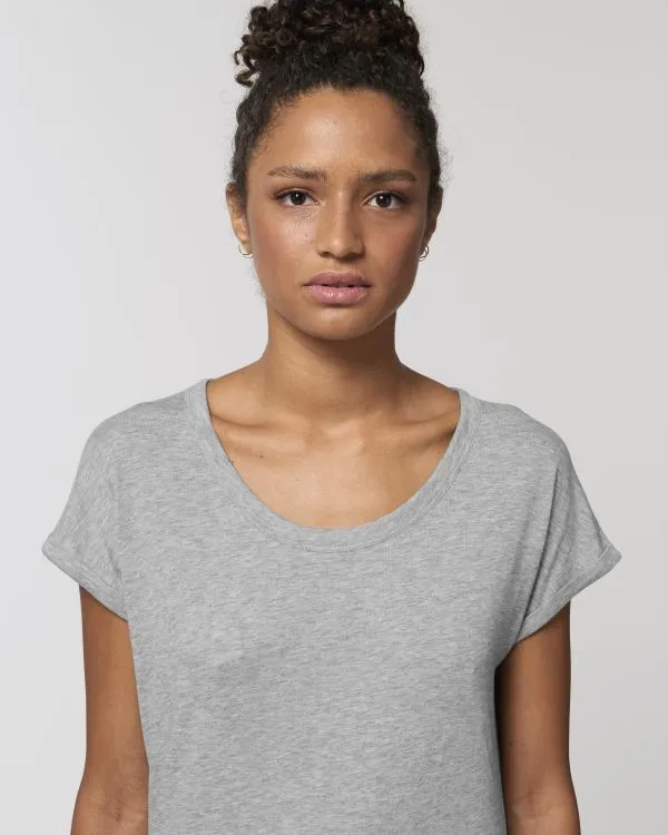 Women's Organic Slub Tee with Rolled Sleeves | Stella Rounder Slub T-shirt STTW112