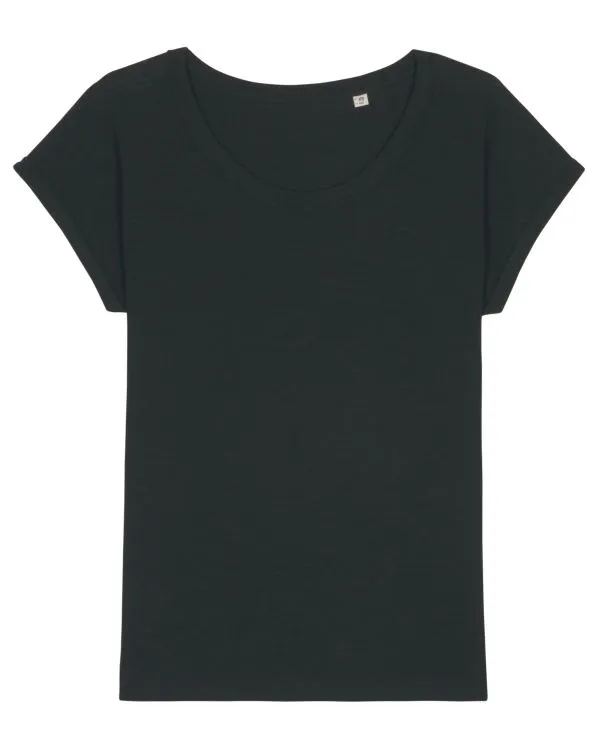 Women's Organic Slub Tee with Rolled Sleeves | Stella Rounder Slub T-shirt STTW112
