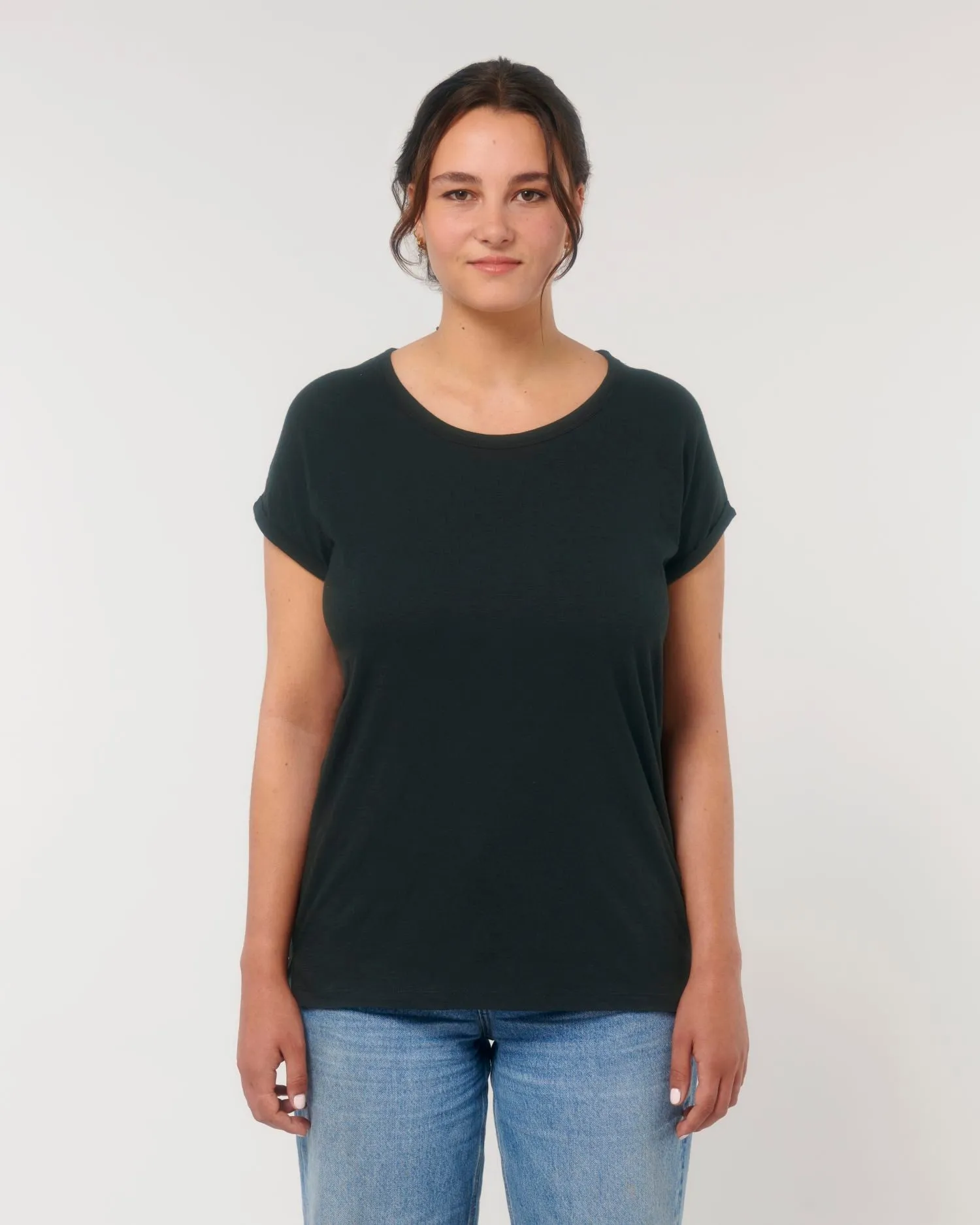 Women's Organic Slub Tee with Rolled Sleeves | Stella Rounder Slub T-shirt STTW112