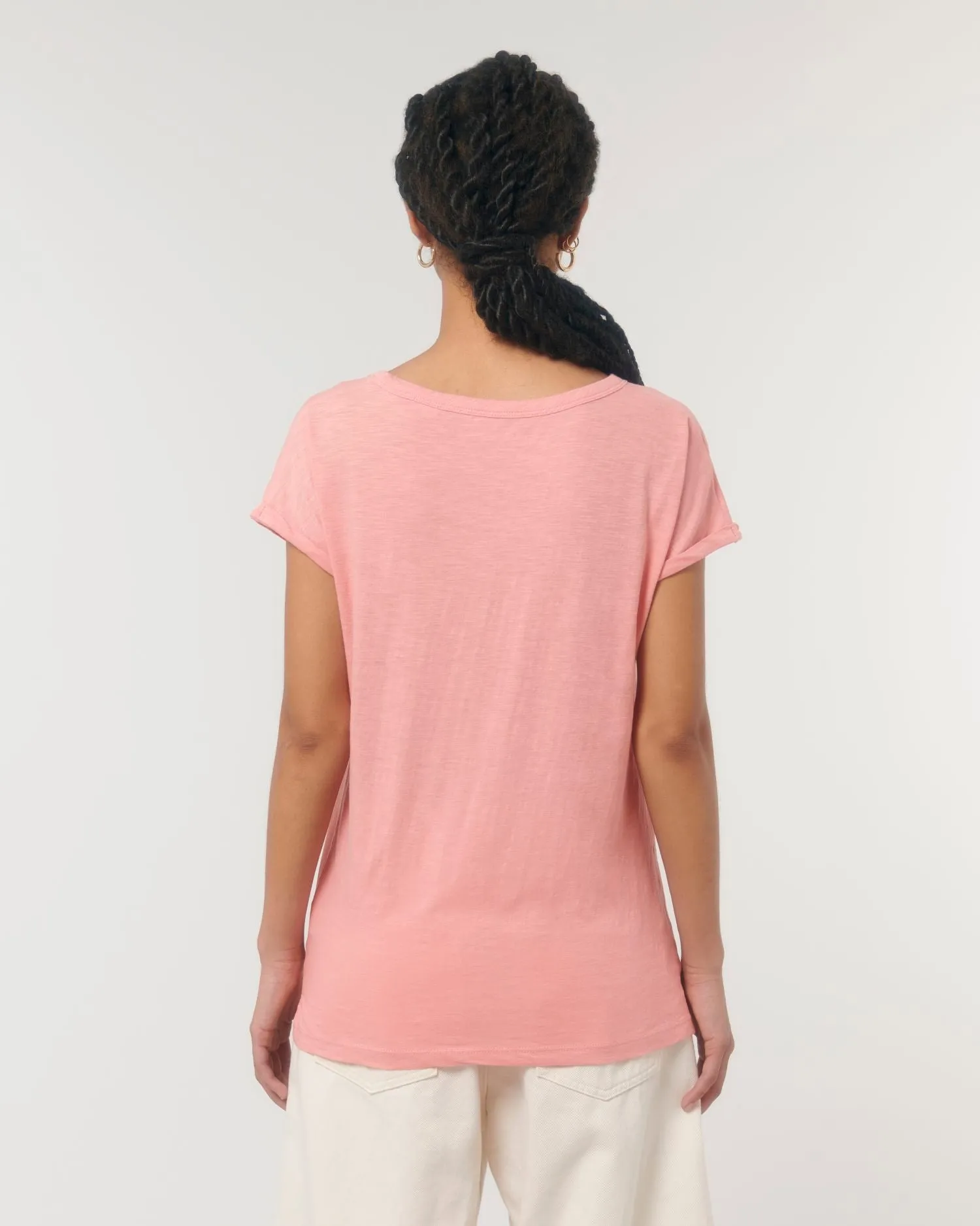 Women's Organic Slub Tee with Rolled Sleeves | Stella Rounder Slub T-shirt STTW112