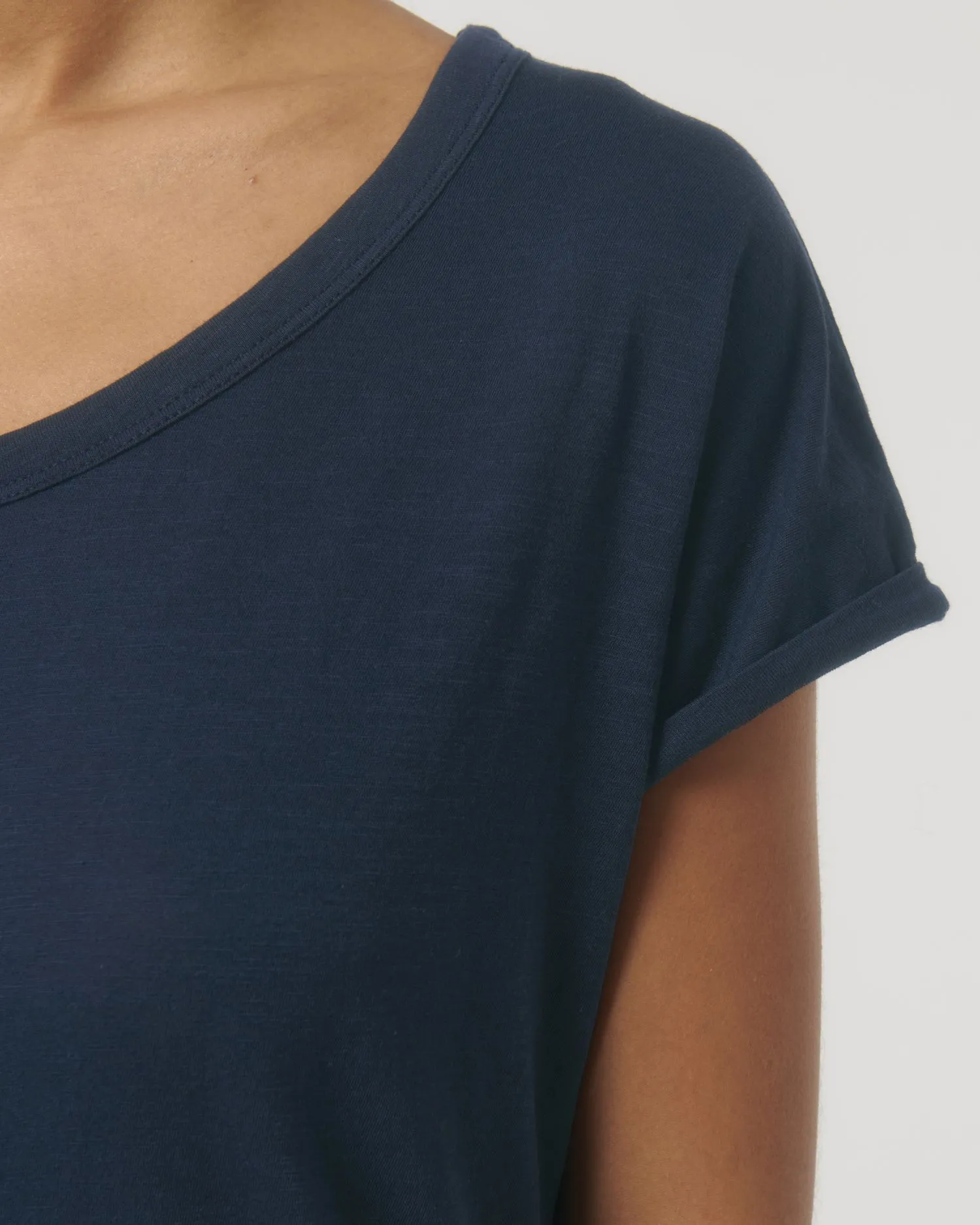 Women's Organic Slub Tee with Rolled Sleeves | Stella Rounder Slub T-shirt STTW112
