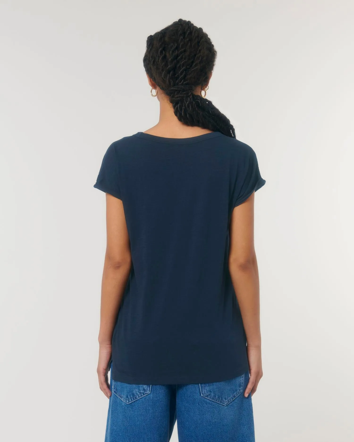 Women's Organic Slub Tee with Rolled Sleeves | Stella Rounder Slub T-shirt STTW112