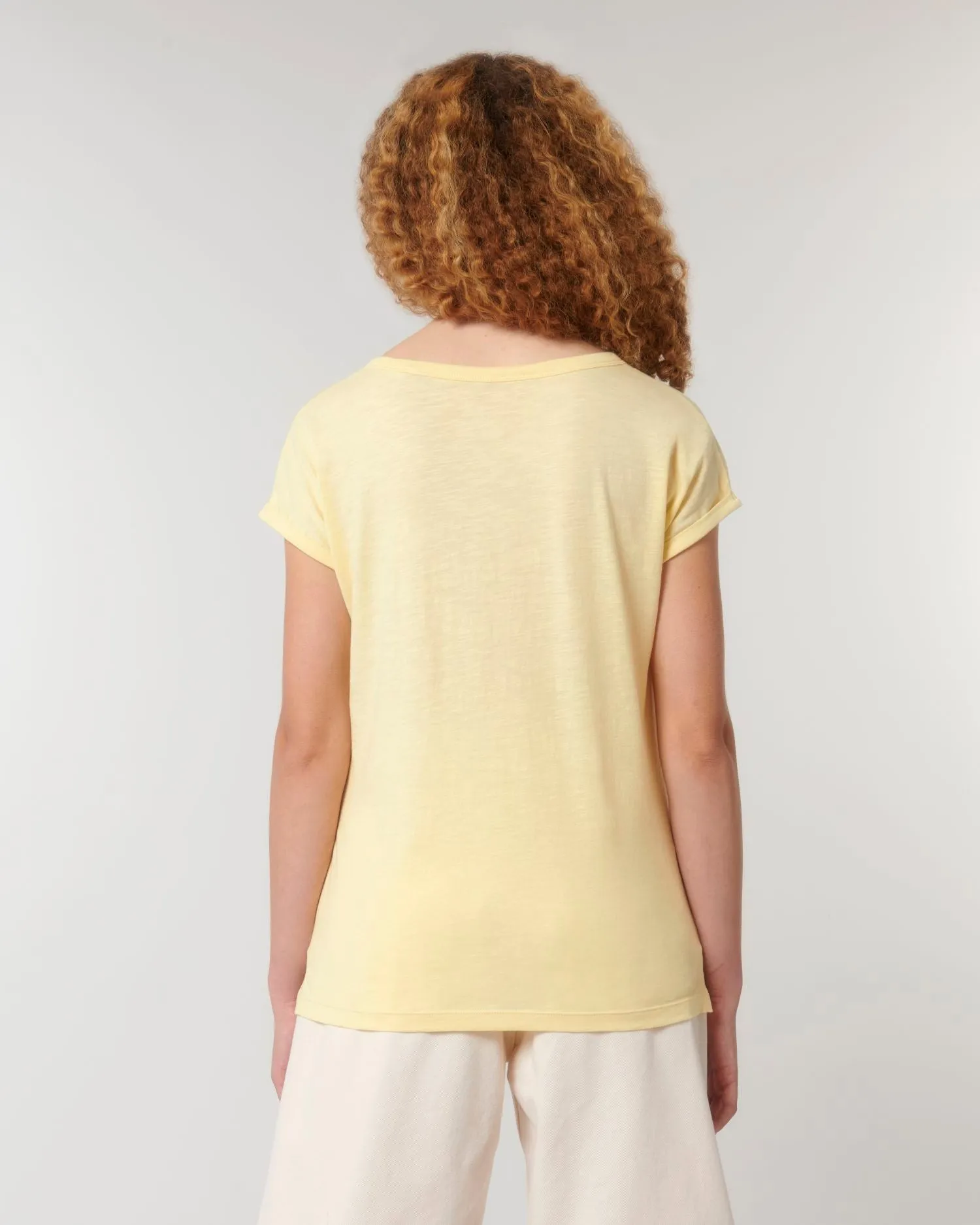 Women's Organic Slub Tee with Rolled Sleeves | Stella Rounder Slub T-shirt STTW112