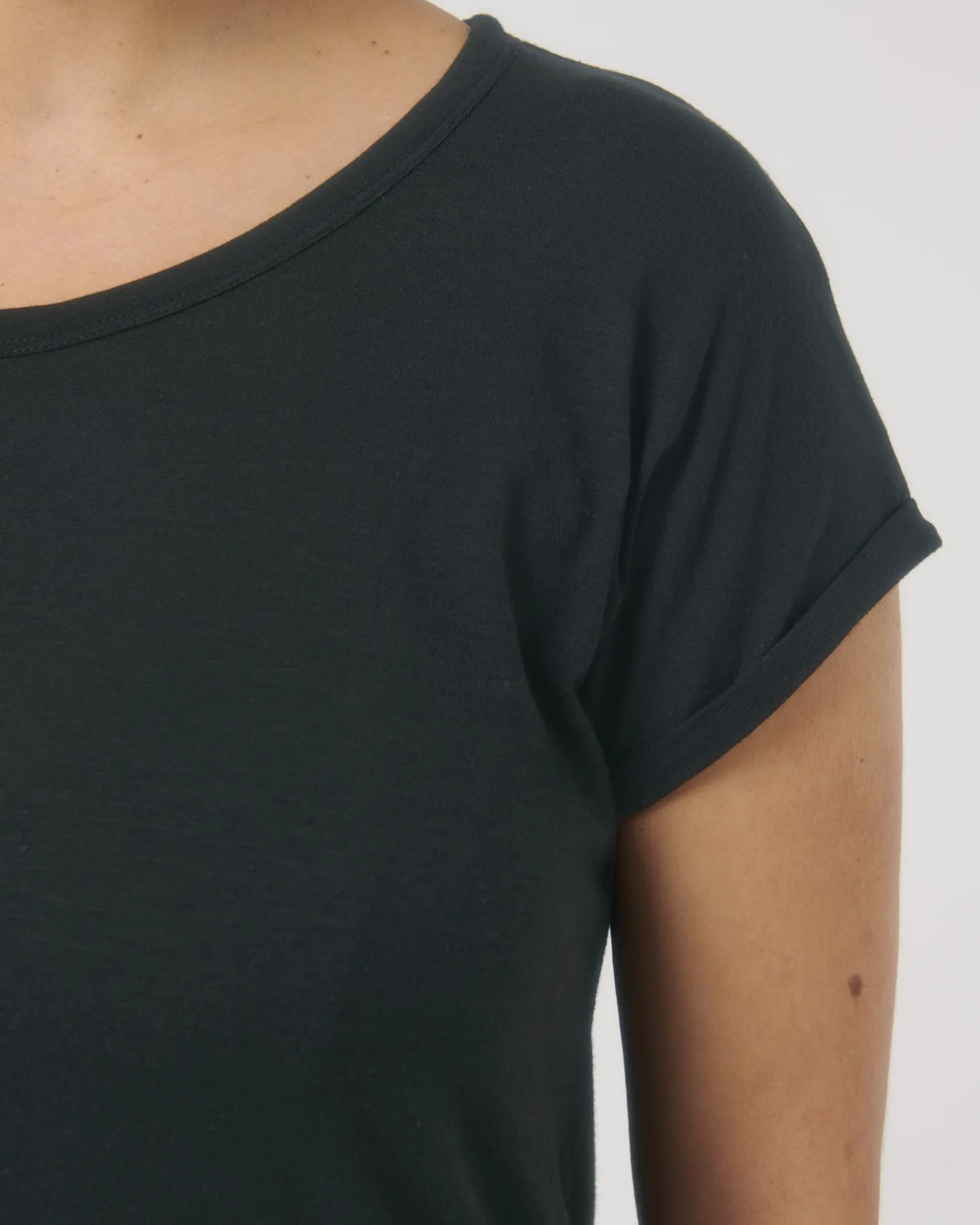 Women's Organic Slub Tee with Rolled Sleeves | Stella Rounder Slub T-shirt STTW112