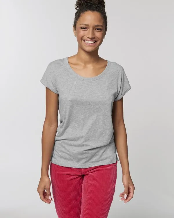 Women's Organic Slub Tee with Rolled Sleeves | Stella Rounder Slub T-shirt STTW112