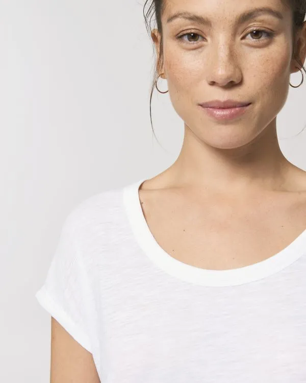 Women's Organic Slub Tee with Rolled Sleeves | Stella Rounder Slub T-shirt STTW112