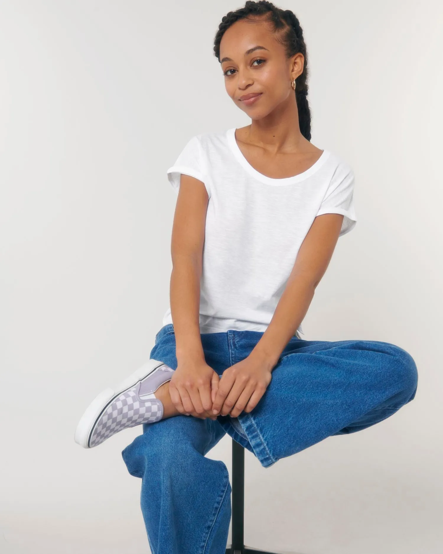 Women's Organic Slub Tee with Rolled Sleeves | Stella Rounder Slub T-shirt STTW112