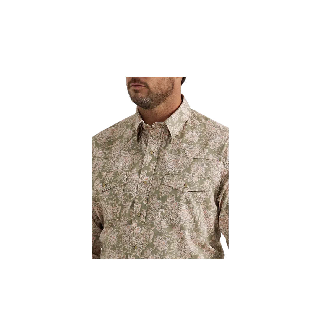 Wrangler Men's George Strait Print Green Shirt