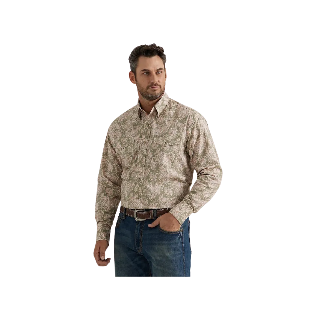 Wrangler Men's George Strait Print Green Shirt