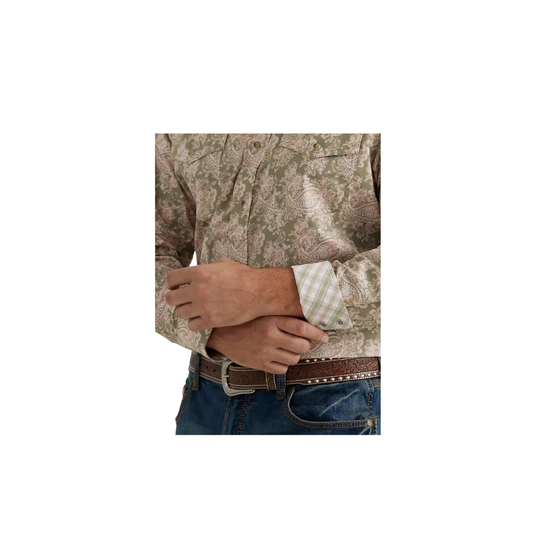 Wrangler Men's George Strait Print Green Shirt