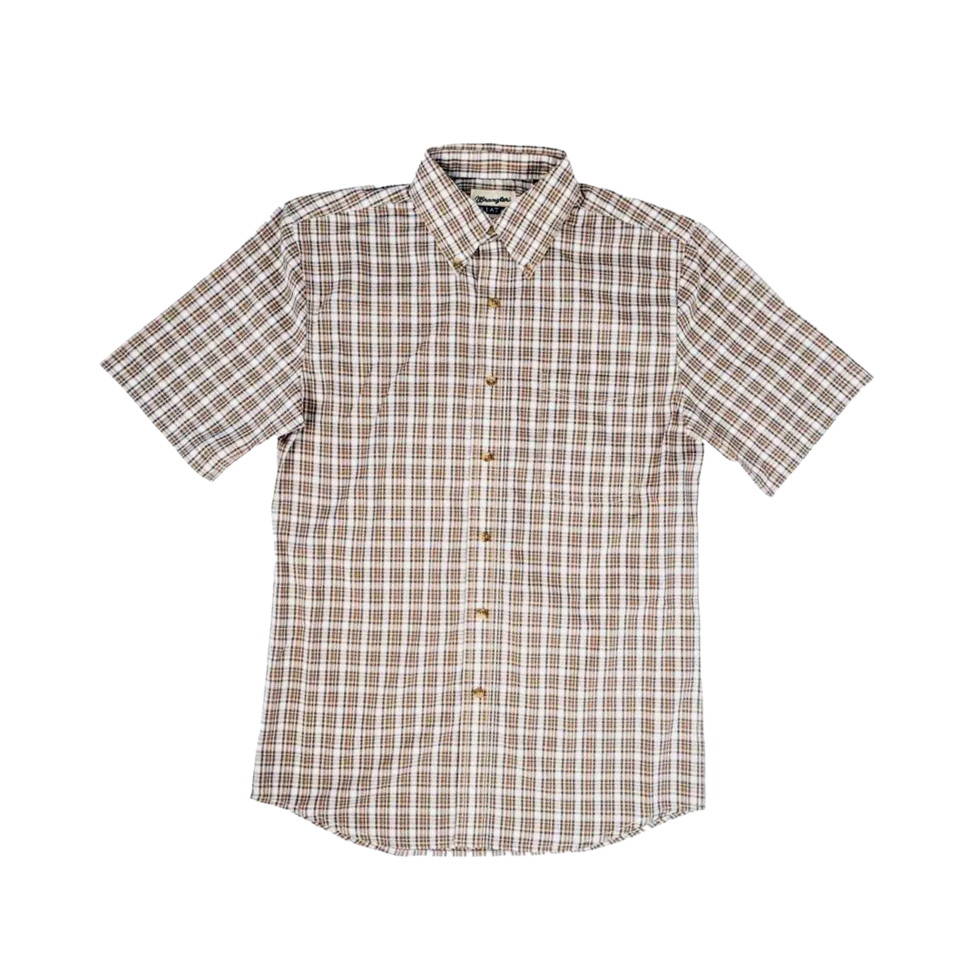 Wrangler Men's Riata Classic Fit Plaid Brown Shirt