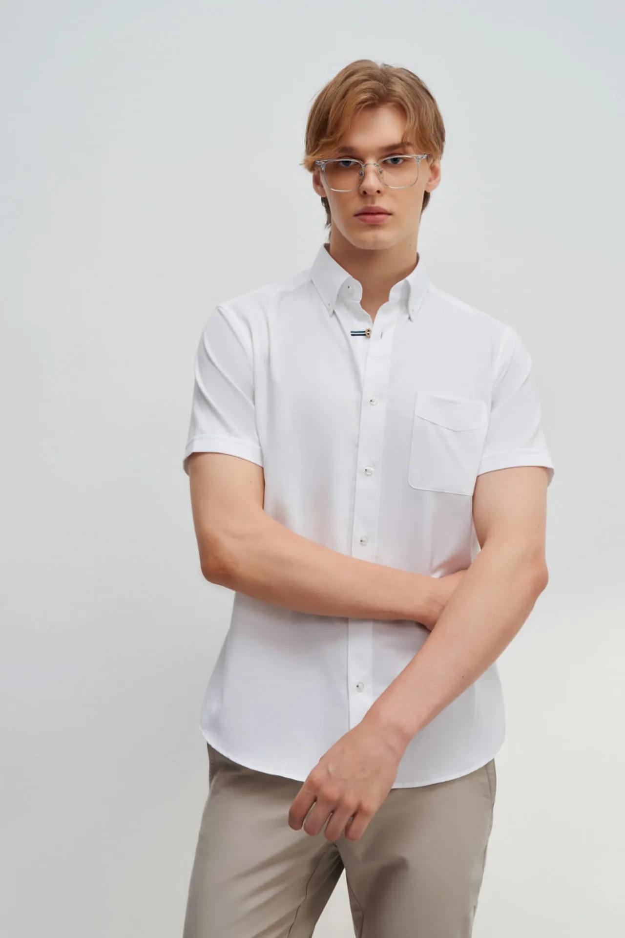 Wrinkle Free Cotton Smart Fit Short Sleeve Oxford Casual Shirt